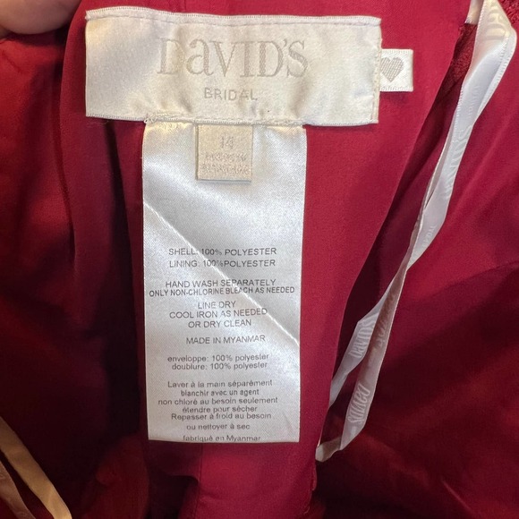 David's Bridal Chiffon Layered W10840 Short Strapless Dress Apple Lined Size 14 - Picture 3 of 8